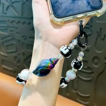 Милый кулон в виде ракушки, брелок для телефона, цветная декоративная подвеска, подарочная сумка, подвеска для камеры фиолетовый