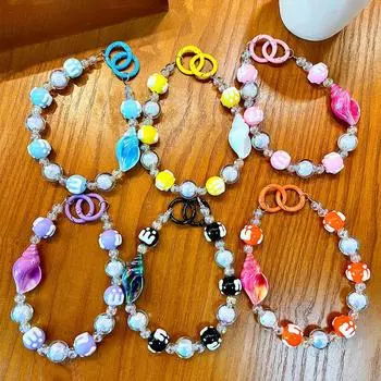 Милый кулон в виде ракушки, брелок для телефона, цветная декоративная подвеска, подарочная сумка, подвеска для камеры фиолетовый