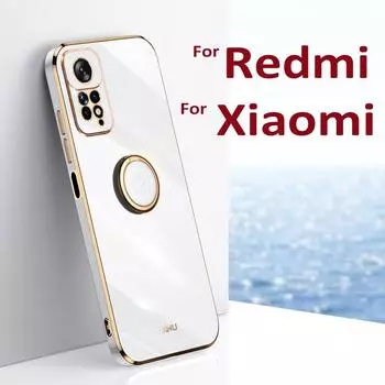 Милый квадратный чехол с держателем для Redmi 12 10 10A 10C 9 Pro Note 13 12 11 10 9 8 Pro для Xiaomi 15 14T 13T 12T 11T Pro Lite POCO X6 X5 X4 X3 Pro Чехол Redmi 9 чёрный