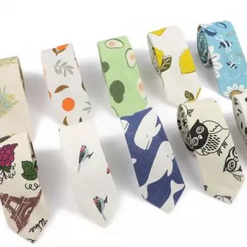 Милый льняной галстук, мультяшный, 6 см, забавный галстук с фруктами, для мужчин, узкий тонкий галстук, аксессуары 1