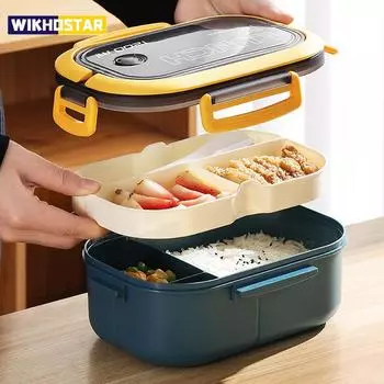 Милый ланч-бокс для детей, отсеки, Microwae Bento, ланч-бокс для детей, школа, открытый, кемпинг, пикник, контейнер для еды, портативный белый