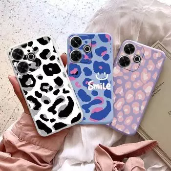 Милый леопардовый мягкий силиконовый чехол для iPhone Xiaomi Redmi Note 13 14C 15 Samsung A55 A35 M35 S24 FE S25 Huawei Honor Camera защитный противоударный чехол Samsung Galaxy S9 Plus фиолетовый