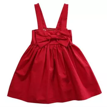 Милый летний сарафан для маленьких девочек, короткий мини-жилет с бантом, платье для маленьких детей, хлопковые повседневные платья, наряд без рукавов 0-6m красный