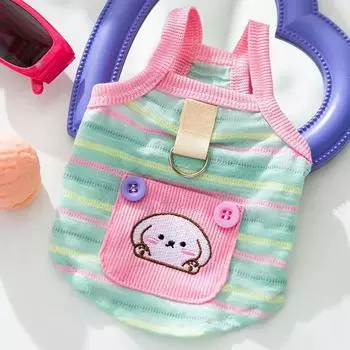 Милый летний жилет для собак в полоску с контрастными карманами для собак, плюшевый мишка, одежда для кошек и собак, тонкий костюм для щенков XS