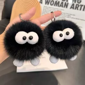 Милый лисий мех, маленький угольный шарик, автомобильный брелок, кулон Instagram, маленький эльф, плюшевый шарик, сумка-книжка, кулон, подарок чёрный