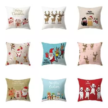 Милый лось с рождественской тематикой и принтом, чехол для подушки, украшение для дома, гостиной, дивана, квадратная подушка из полиэстера, наволочка 40X40CM