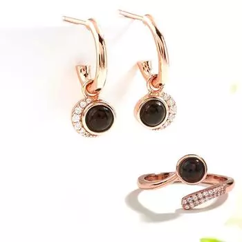 Милый лунный дизайн, натуральный черный опал, круглые серьги с драгоценными камнями 5 мм, кольца из стерлингового серебра 925 пробы для девочек, хороший подарок на день рождения S чёрный