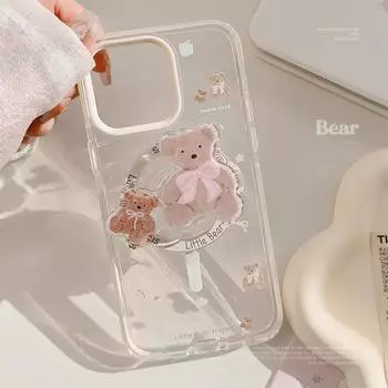 Милый магнитный чехол для телефона с плюшевым мишкой 15promax