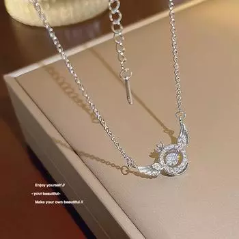 Милый маленький ангел титан сталь ожерелье женский личность дизайн онлайн знаменитости взрывы умный блестящий кулон ins ниша ключица