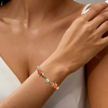 Милый маленький браслет с жемчугом в форме рыбки кои, модный эмалевый браслет с имитацией жемчуга, браслет из бисера, женские ювелирные изделия, подарок