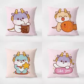 Милый маленький динозавр мультфильм наволочка украшение интерьера офис гостиная дома наволочка 40x40cm