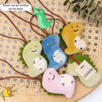 Милый маленький динозаврик наклейка с именем кулон динозавр плюшевые куклы анти-потеряшка багажная бирка брелок подвески на рюкзак синий