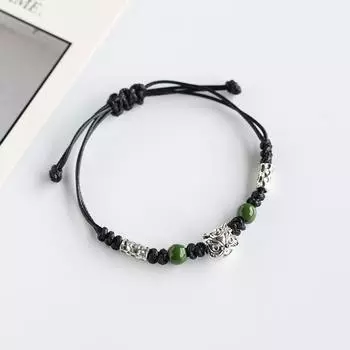 Милый маленький керамический браслет Xingshi в национальном стиле, артистичный, ретро, подарок, парные браслеты, мужской новый китайский браслет из красной веревки, женский Dark green