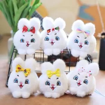Милый маленький кролик кулон плюшевая игрушка кукла белый кролик сумка подвесное украшение брелок кукла кукла 11Cm