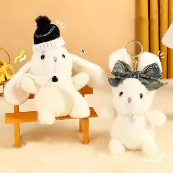 Милый маленький кролик плюшевый кулон мультфильм плюшевая игрушка кулон брелок изысканный рюкзак украшения аксессуары подарки на день рождения