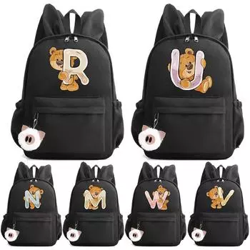 Милый маленький медвежонок, рюкзак с 26 английскими буквами, школьная сумка для подростков, рюкзак для мальчиков и девочек, большая вместительная сумка для книг, подарки для детей
