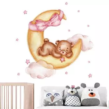 Милый маленький медвежонок, стикер на стену, детская комната, спальня, наклейка на плитку, украшение и украшение обоев 30x90cm