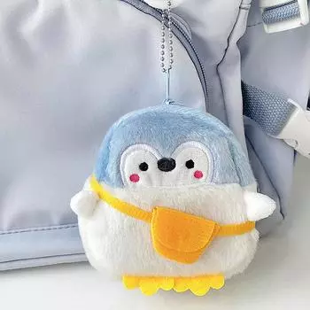 Милый маленький пингвин кошелек для монет мягкий мини мультяшный кошелек для монет прекрасная сумка для линии передачи данных простота прочный плюшевый кошелек для монет аксессуары синий