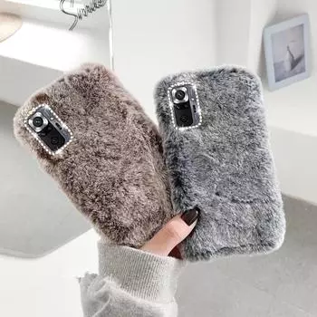 Милый маленький плюшевый чехол для Redmi 10A 10C 10 9 9A 9C 9T 8A 12C A1 Note 12 11 10s 8 9 Pro/Xioami 12T 11T Poco X5 X4 M4 M3 Pro, мягкий зимний теплый чехол iphone 6 6s серый