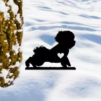 Милый маленький собачий садовый колышек, железный силуэт, металлический знак для двора | Украшение для сада и двора на открытом воздухе для увековечения памяти питомца бежевый