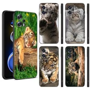 Милый маленький тигр черный силиконовый чехол для телефона Xiaomi POCO X3 X4 NFC F3 F4 GT F5 M3 M4 M6 X5 X6 Pro 5G C55 C65 M5 POCO X3 NFC