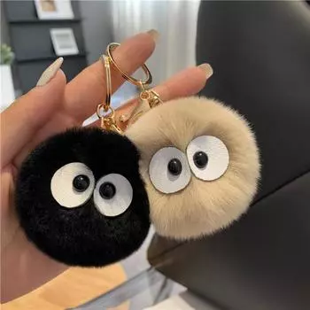 Милый маленький угольный шарик настоящий рекс кролик волос брелок для автомобиля кулон Корея ins плюшевый шарик подвеска-сумка чёрный