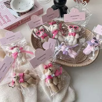 Милый Медведь-Бант Сумка Подвески Брелок Школьная Сумка Девочка Подвеска Брелки Плюшевая Кукла as the picture