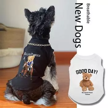 Милый медведь дизайнерский жилет для собак летняя мягкая крутая одежда для собак рубашка для терьера для маленьких собак костюмы для щенков йоркширского чихуахуа M