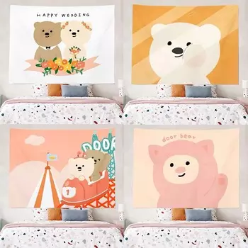 Милый медведь фон ткань гобелен офис гостиная гобелен украшение стены дома гобелен 100x75cm