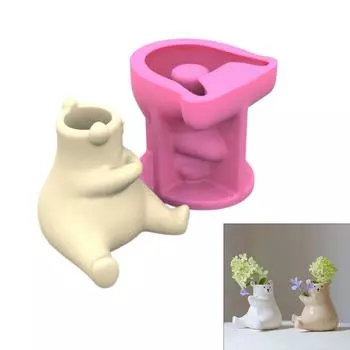 Милый медведь, форма для цветочных горшков, формы для эпоксидной смолы, держатель для ручек, подсвечник, цементный горшок, силиконовая форма, украшения для дома