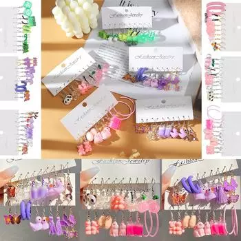 Милый медведь, комплект розовых серег для девочек, студентов, кулон в виде бабочки и кролика, чай с молоком, серьги-русалочки, кулон, серьги с грибами, пандой, комплект аксессуаров A