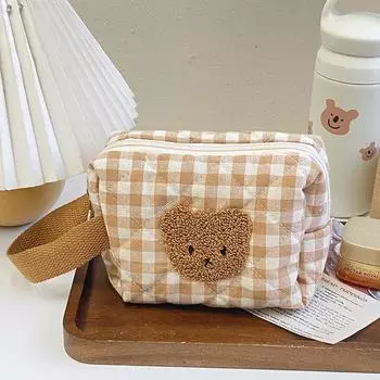 Милый медведь косметичка сумка для женщин большой емкости портативная косметичка сумка для хранения женской косметички коричневый
