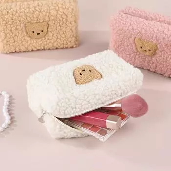 Милый медведь косметичка женская большая вместимость портативная косметичка сумка сумка для хранения женской косметики белый