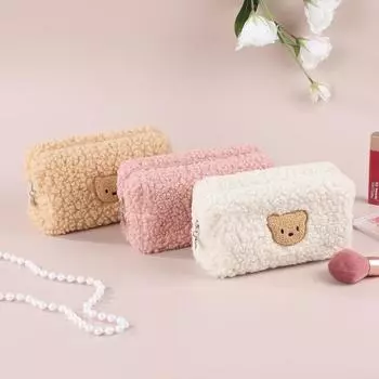 Милый медведь косметичка женская большая вместимость портативная косметичка сумка сумка для хранения женской косметики белый