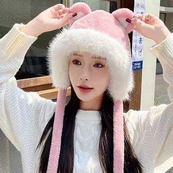 Милый медведь осень и зима теплая защита ушей толстая велосипедная плюшевая шапка