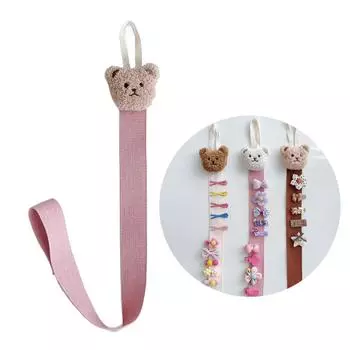 Милый медведь плетеный пояс заколка держатель для волос декор для комнаты девушки бант для волос органайзер пояс заколка для путешествий дисплей заколка вешалка для волос 2 бежевый