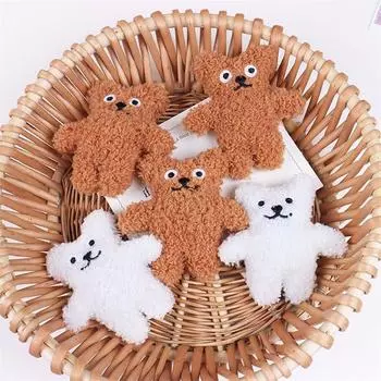 Милый медведь плюшевая игрушка наклейка с именем кулон мультяшная мягкая кукла брелок брелок сумка украшения детские анти-потеряшка именная бирка подарки бежевый