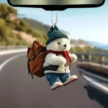 Милый медведь, подвеска на зеркало заднего вида, стильный рюкзак, дизайн медведя, реалистичное украшение в виде белого медведя для автомобиля, дома, рождественской елки, уникальный подарок Bear