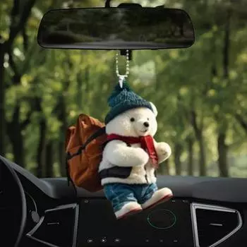 Милый медведь, подвеска на зеркало заднего вида, стильный рюкзак, дизайн медведя, реалистичный белый медведь