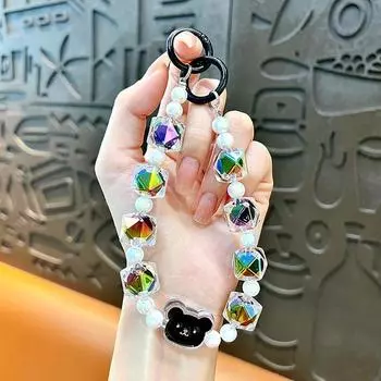 Милый медведь-пометчик, брелок для телефона с бисером, чехол для телефона с защитой от потери, подвеска, сумка, украшения, аксессуары фиолетовый