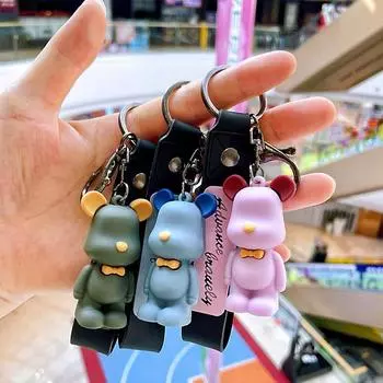 Милый медведь, пряжка для ключей, сумка, подвеска, брелок, подвеска для автомобилей, украшения, аксессуары чёрный