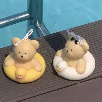 Милый медведь с плавательным кольцом, силиконовая форма, сделай сам, креативная форма для свечей для изготовления свечей, летняя вечеринка, домашний декор Bear