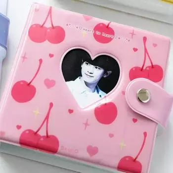 Милый медведь с рисунком молока Kpop Card Binder Love Heart Hollow 3-дюймовый фотоальбом Instax Scrapbook Альбом 40 карманов Держатель для фотокарточек