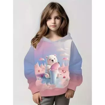 Милый медведь в конфетных толстовках, повседневные удобные свободные топы с длинным рукавом, толстовки, детские мультяшные пальто, осенне-зимняя одежда 100cm
