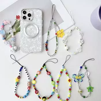 Милый медведь звезда бисерная телефонная цепочка для iPhone Ccd камера подвесной брелок анти-потеряшка шнурок для женщин подвесные украшения