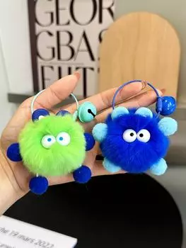 Милый мех кролика выдры, маленький мешок для брикетов, сумка с подвеской, школьная сумка, уродливая вещь, кукла, подвесная мультяшная кукла, брелок для ключей от машины