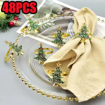 Милый металлический держатель для салфеток и кольца для украшения стола салфетками в виде рождественской елки для вечеринки аксессуар кольцо для салфеток