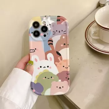 Милый милый чехол с рисунком зоопарка, медведя, кролика, свиньи для Iphone 11 12 13 Promax 14max Xsmax 14pro Xr X 14 Pro Max, чехол для телефона For iphone 13promax