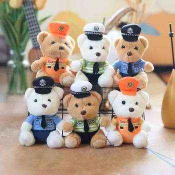 Милый милый дорожный полицейский медведь подвеска плюшевые игрушки пожарная полиция сумка подвесной брелок кукла 14 cm.