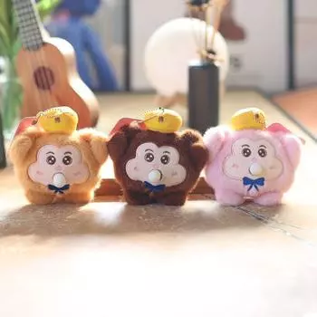 Милый милый Journey To The West Spit Bubbles Маленькая обезьянка Подвеска Мягкие игрушки Школьный рюкзак Сумка Подвесной брелок 12cm